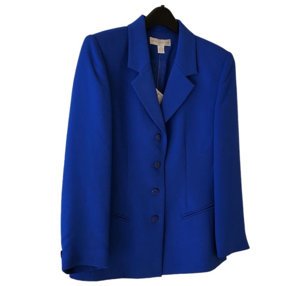 Petite Sophisticate Vintage Single-Breasted Blazer | NWT | 10P | Royal Blue - Picture 3 of 13